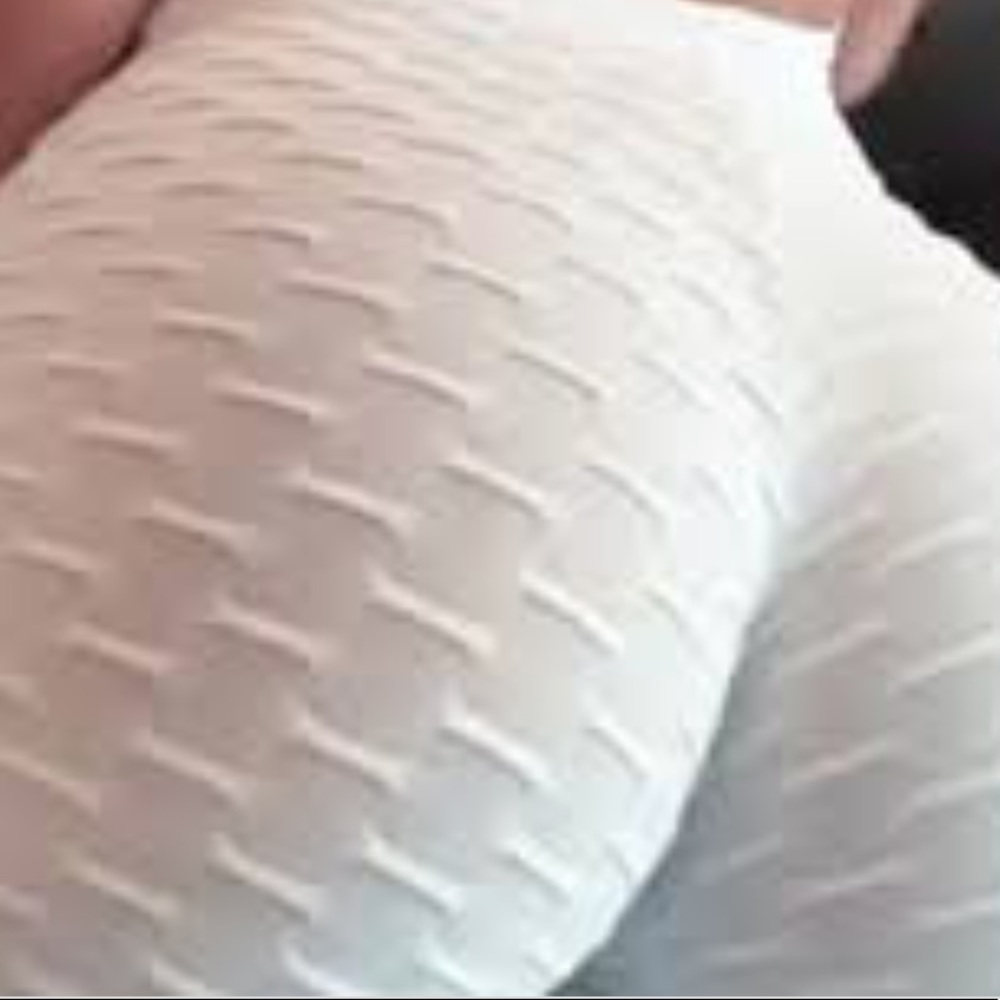 White scrunch butt Brazilian booty yoga pants sexy